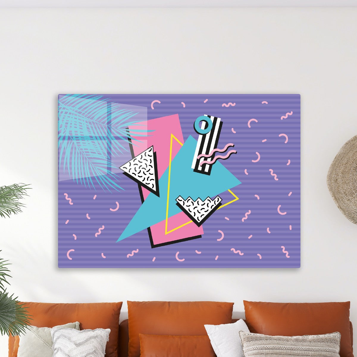 80s Summer Retro Palm Leaves 