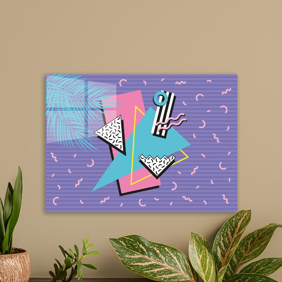 80s Summer Retro Palm Leaves 