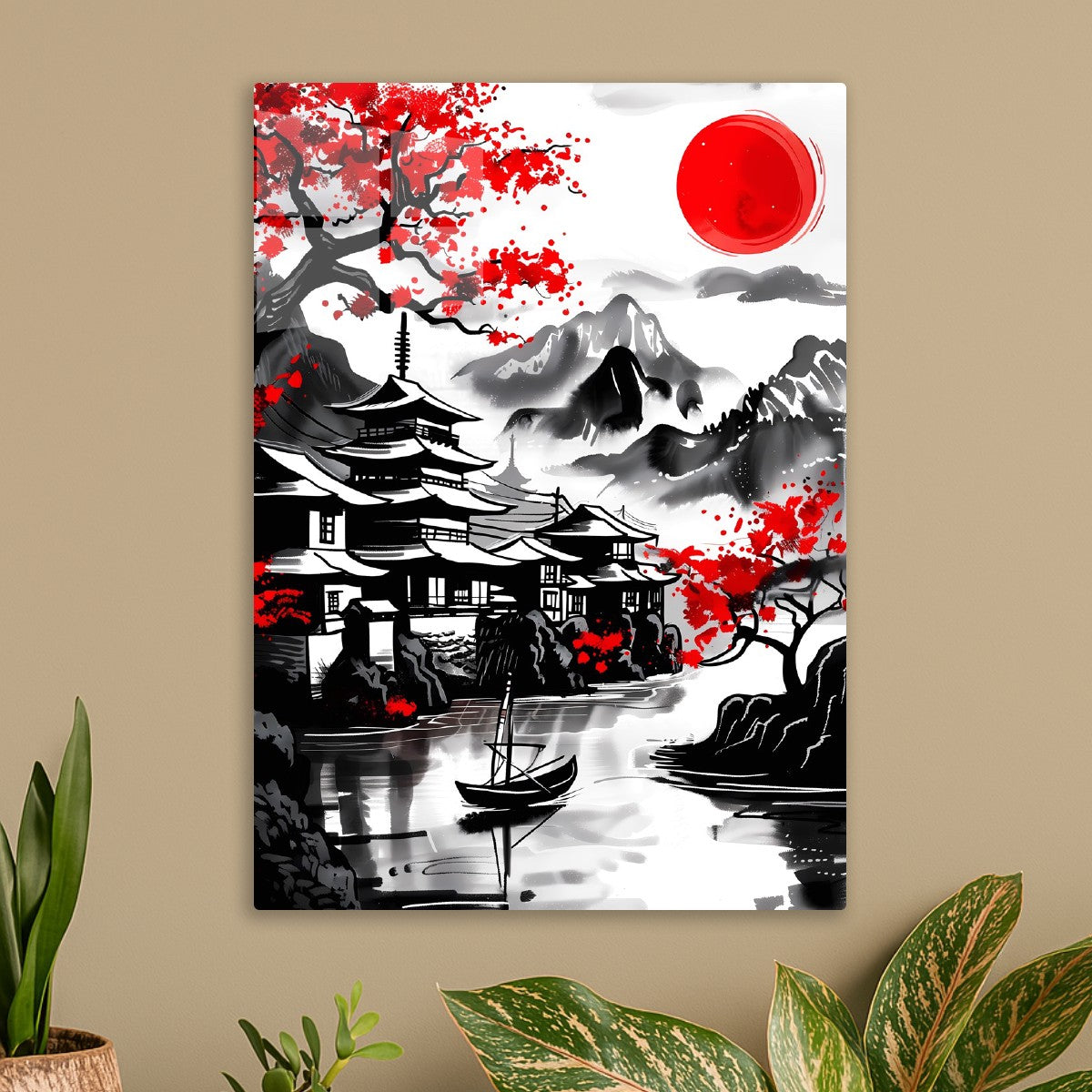 Japan Red Moon Pagoda