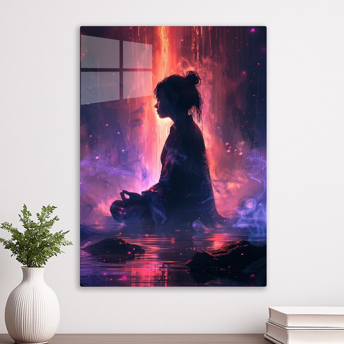 Neon Japanese Anime Meditation