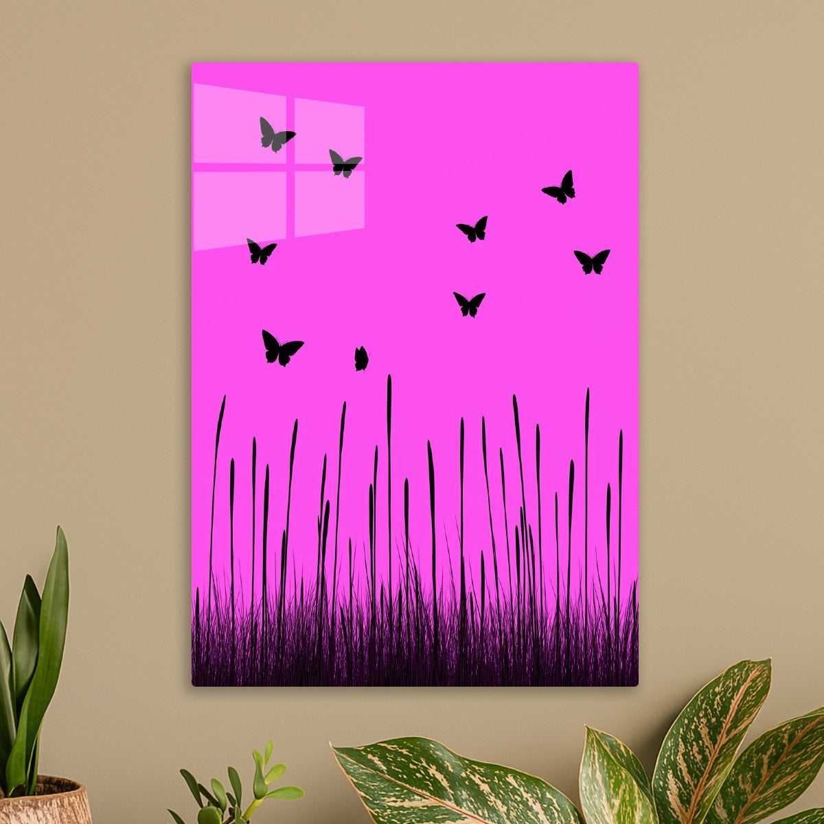 Pink Sky Butterfly Silhouettes