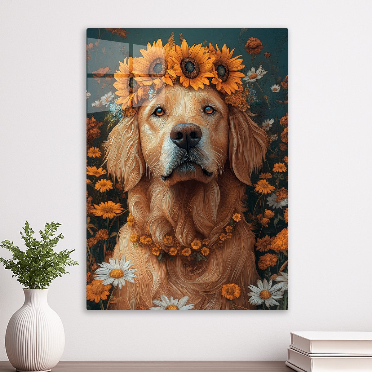 Sunflower Dog Portrait