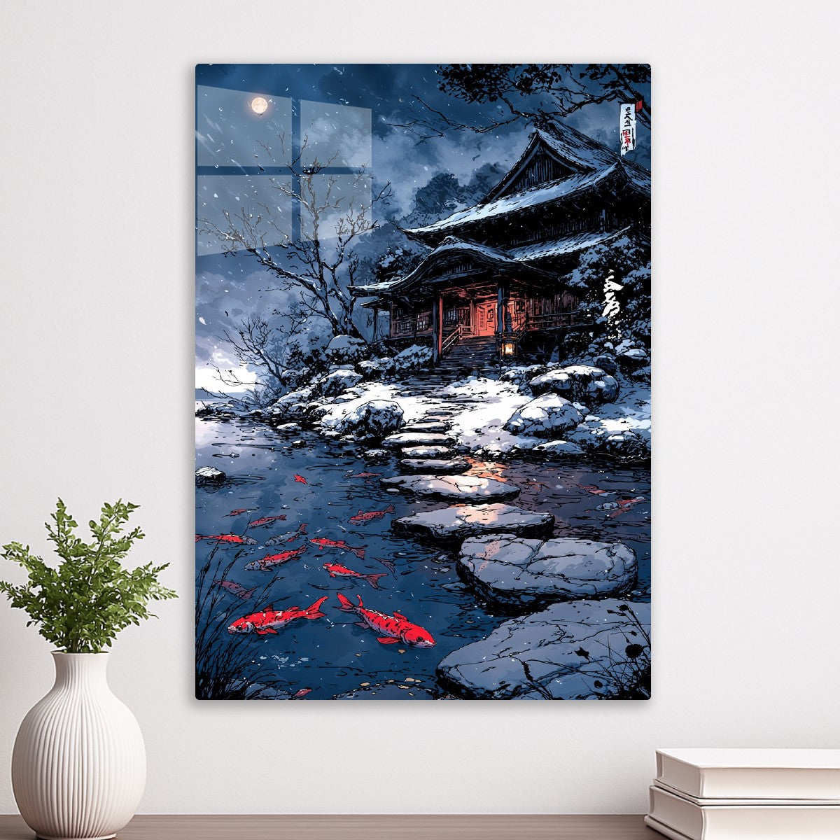 Koi Pond Snow Temple