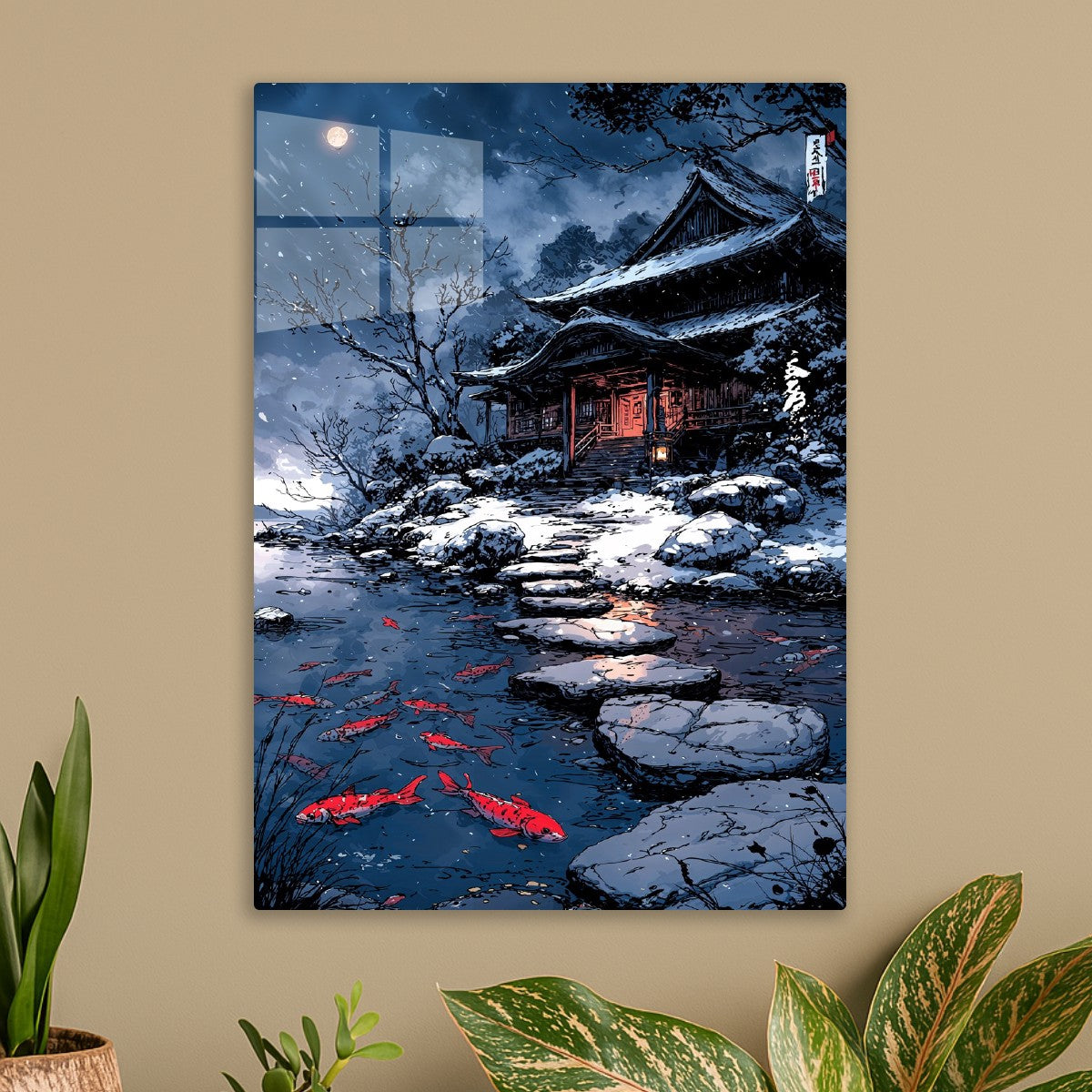 Koi Pond Snow Temple