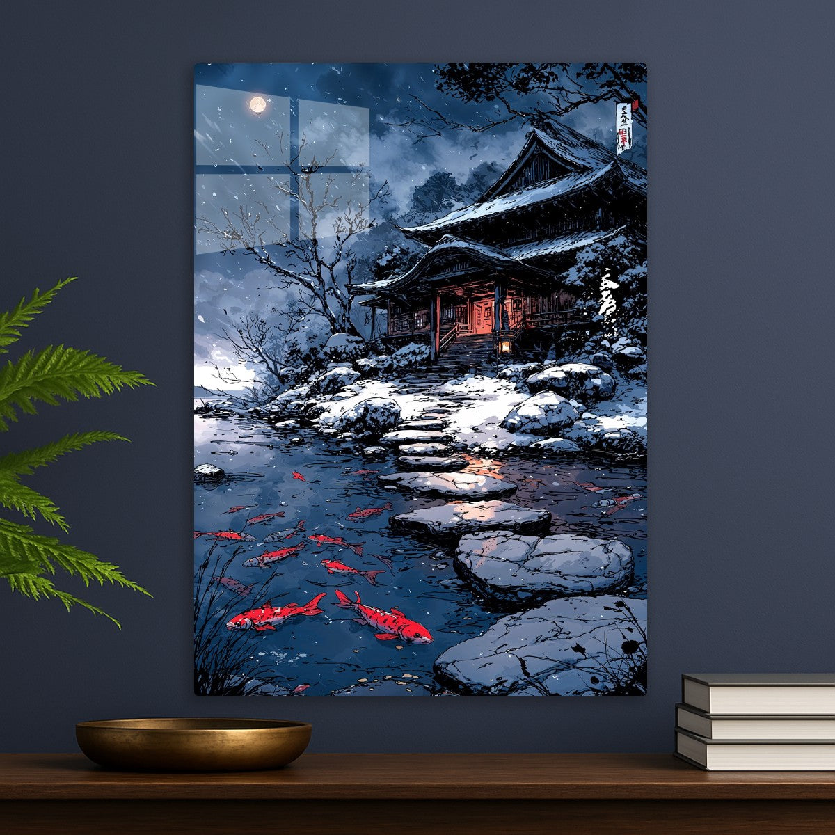 Koi Pond Snow Temple