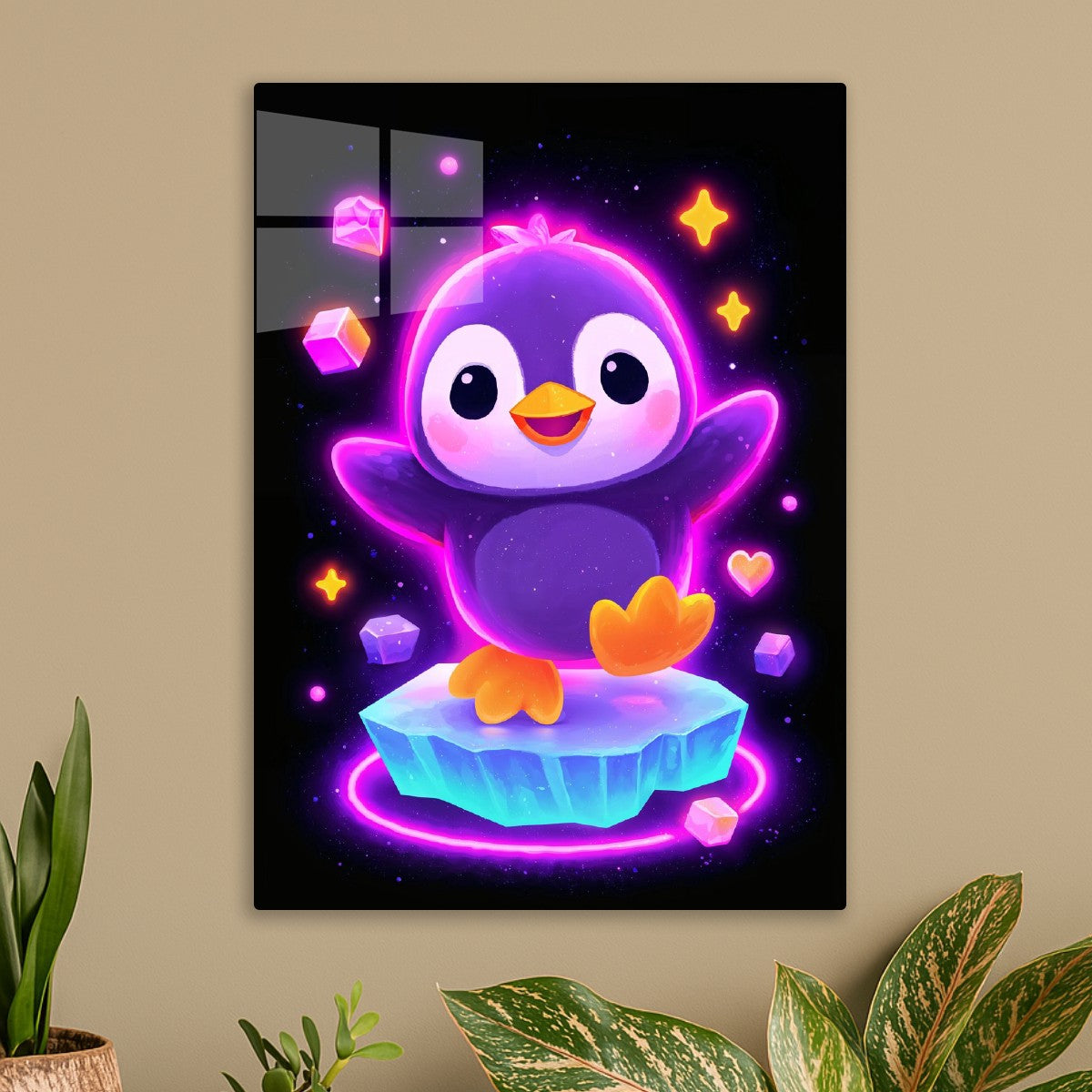 Cute Neon Space Penguin