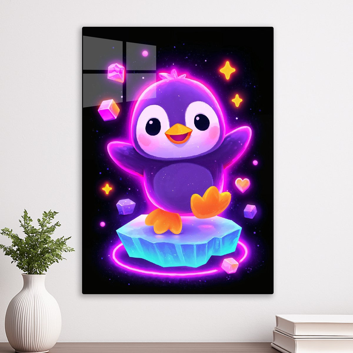 Cute Neon Space Penguin