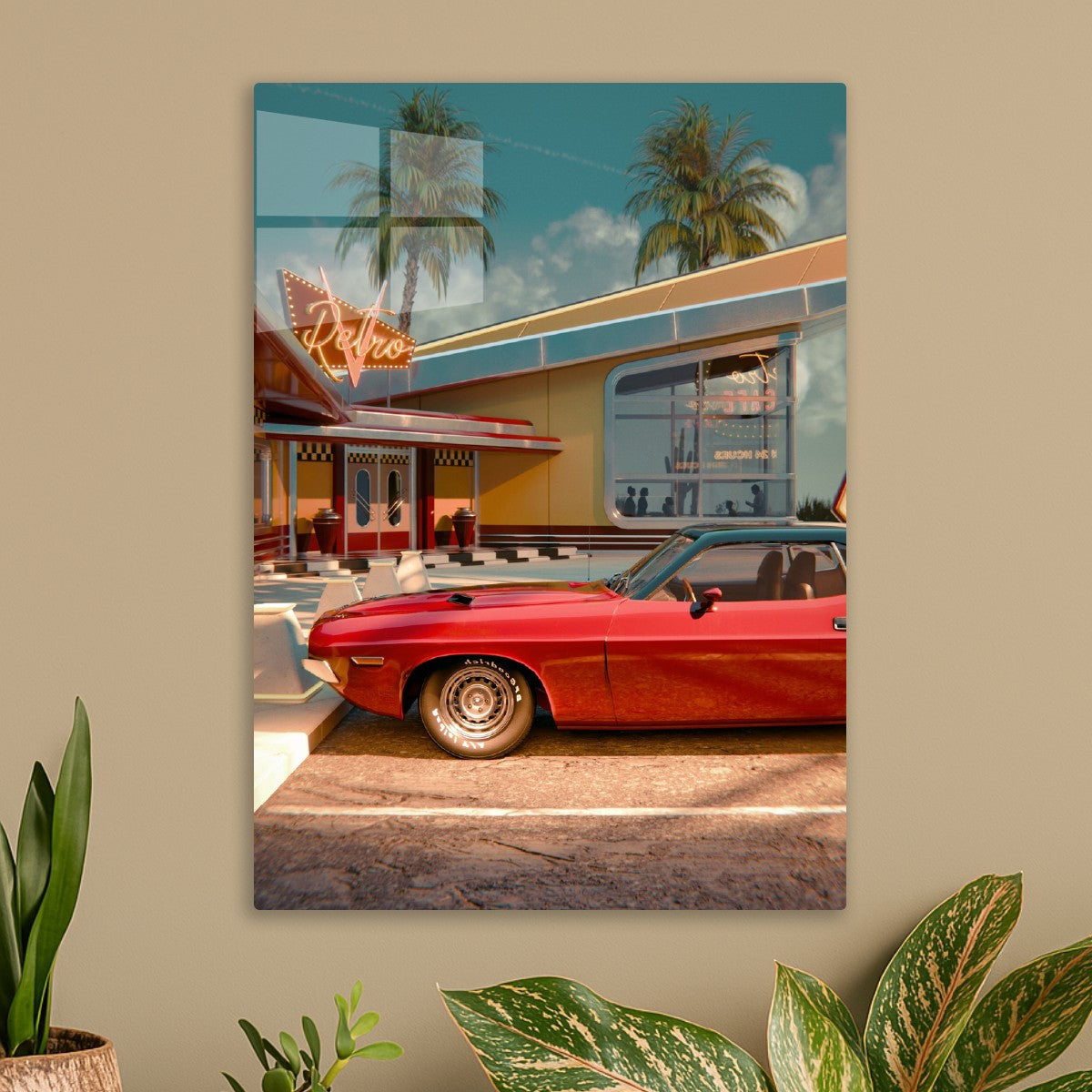 Classic Red Muscle Car