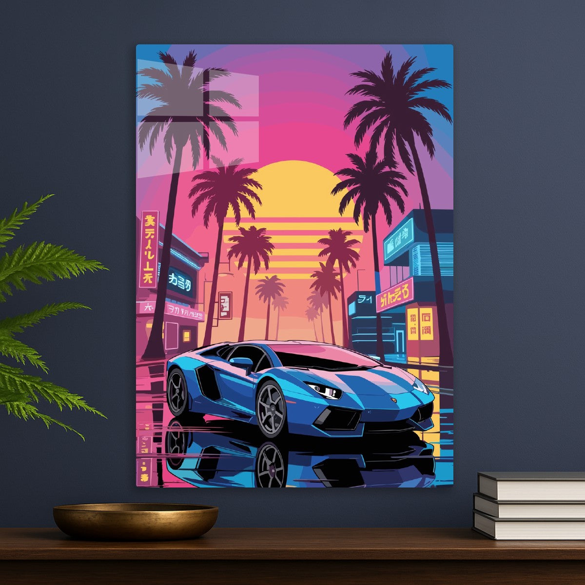 Neon Retro Sunset Lamborghini 