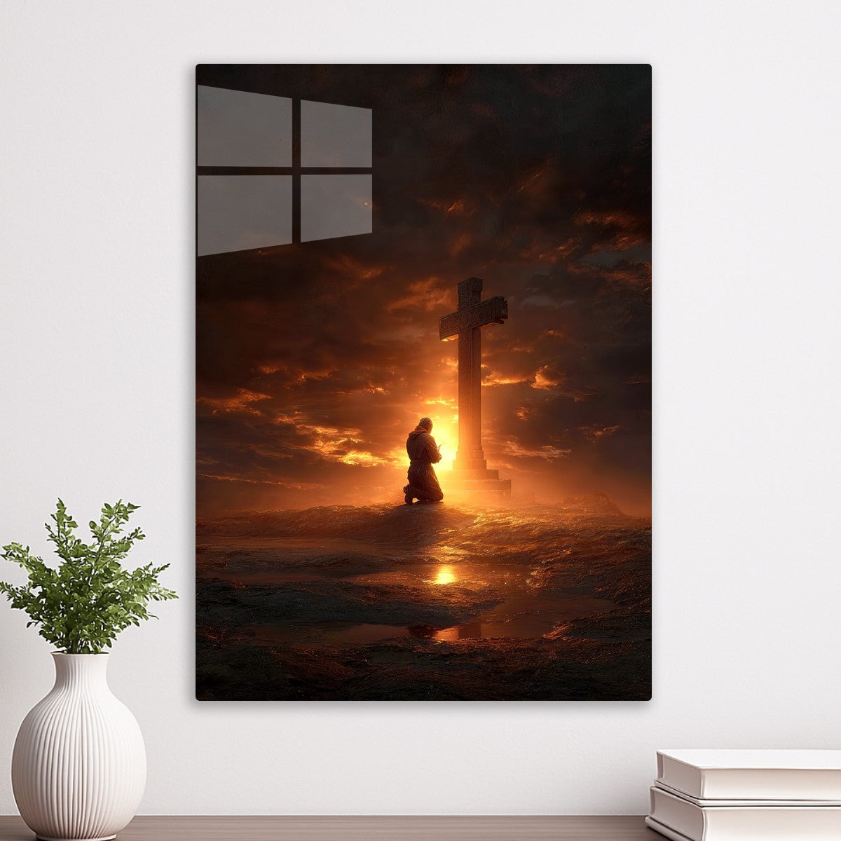 Figure Kneels in Prayer