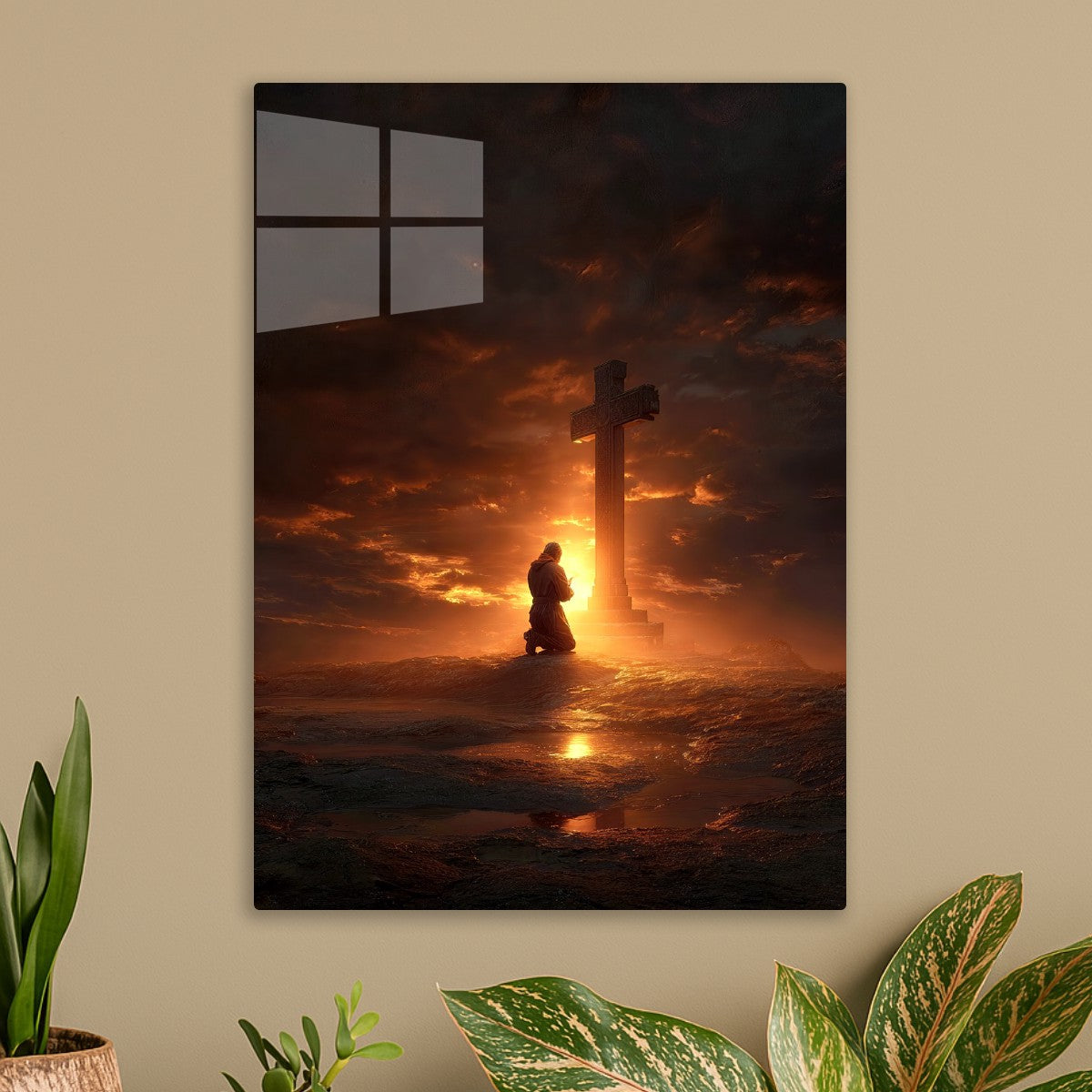 Figure Kneels in Prayer