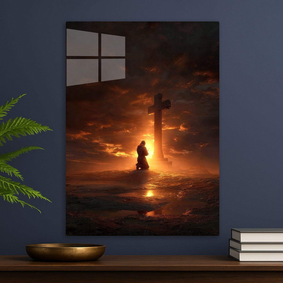 Figure Kneels in Prayer