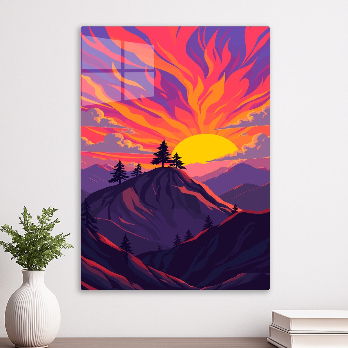Fiery Mountain Sunset Nature