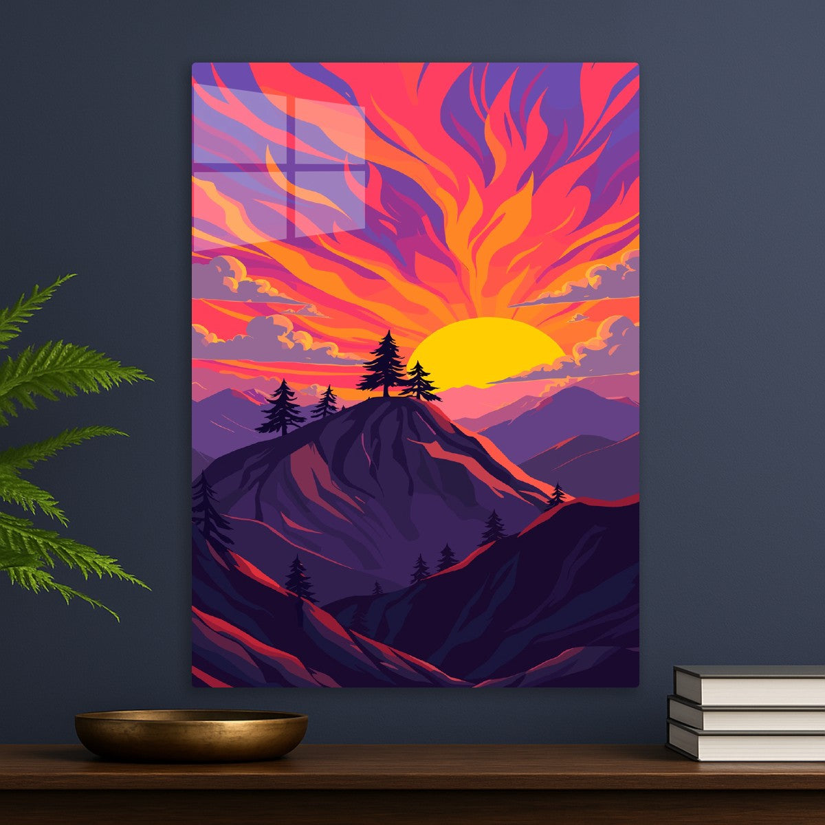 Fiery Mountain Sunset Nature