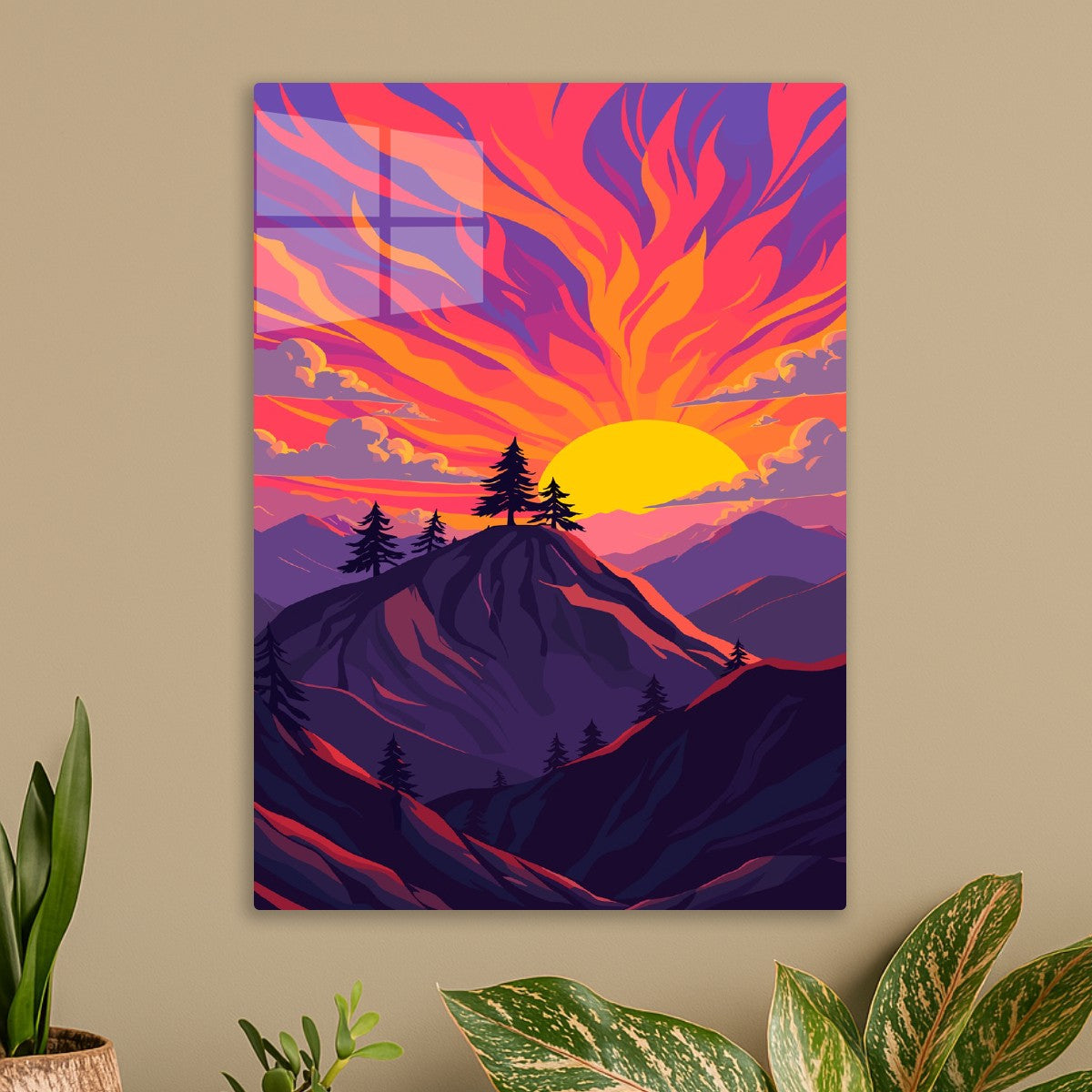 Fiery Mountain Sunset Nature