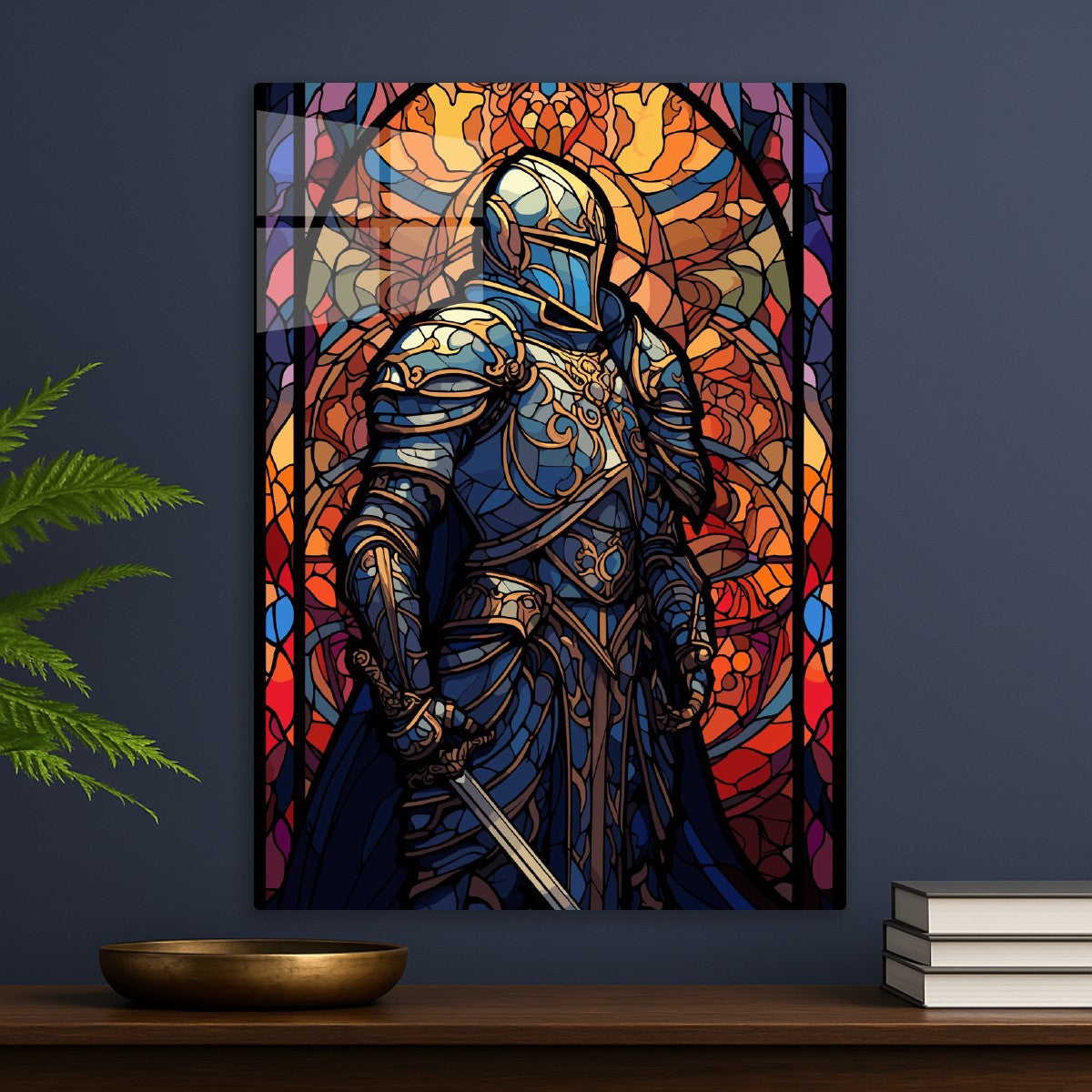 Stained Glass Blue Knight