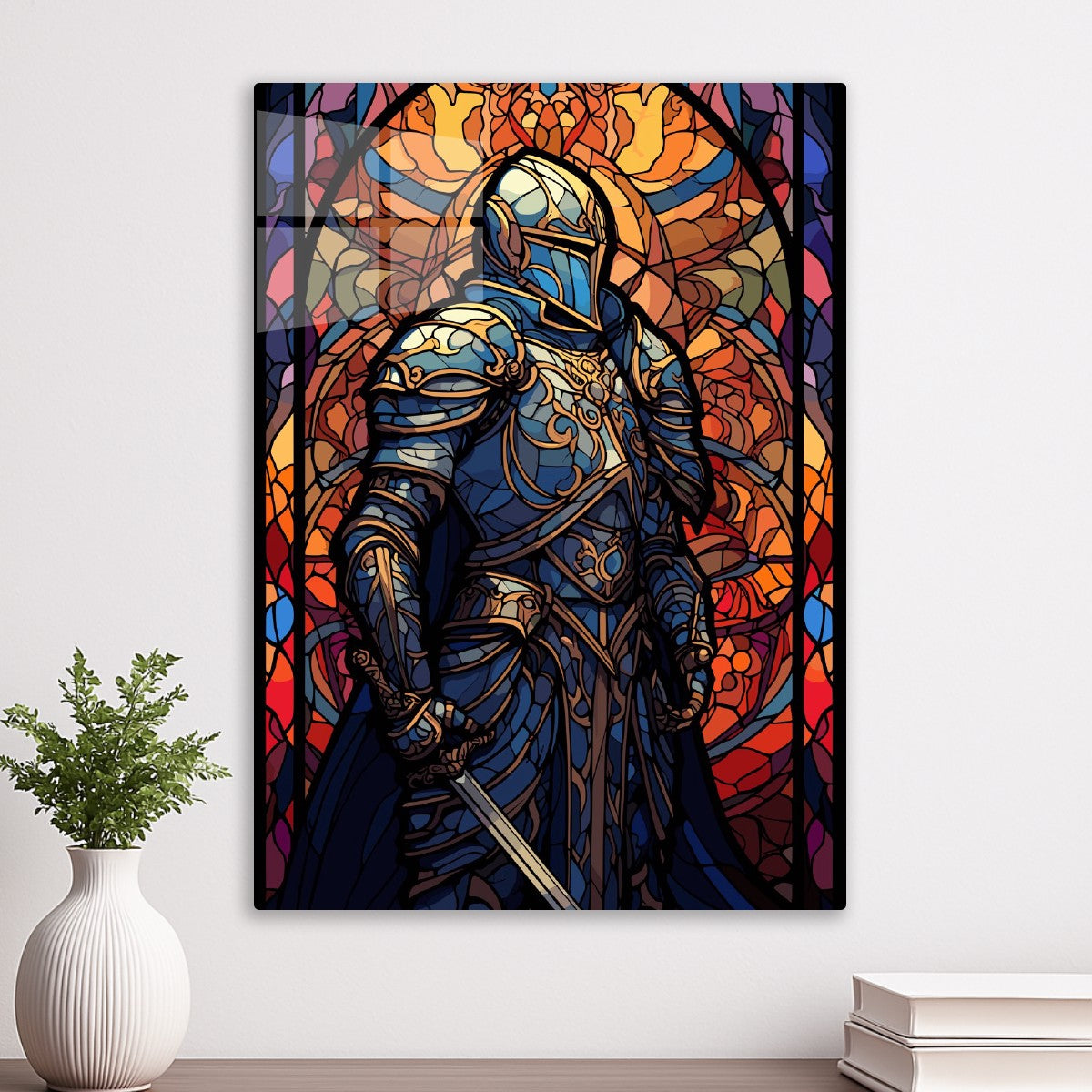 Stained Glass Blue Knight