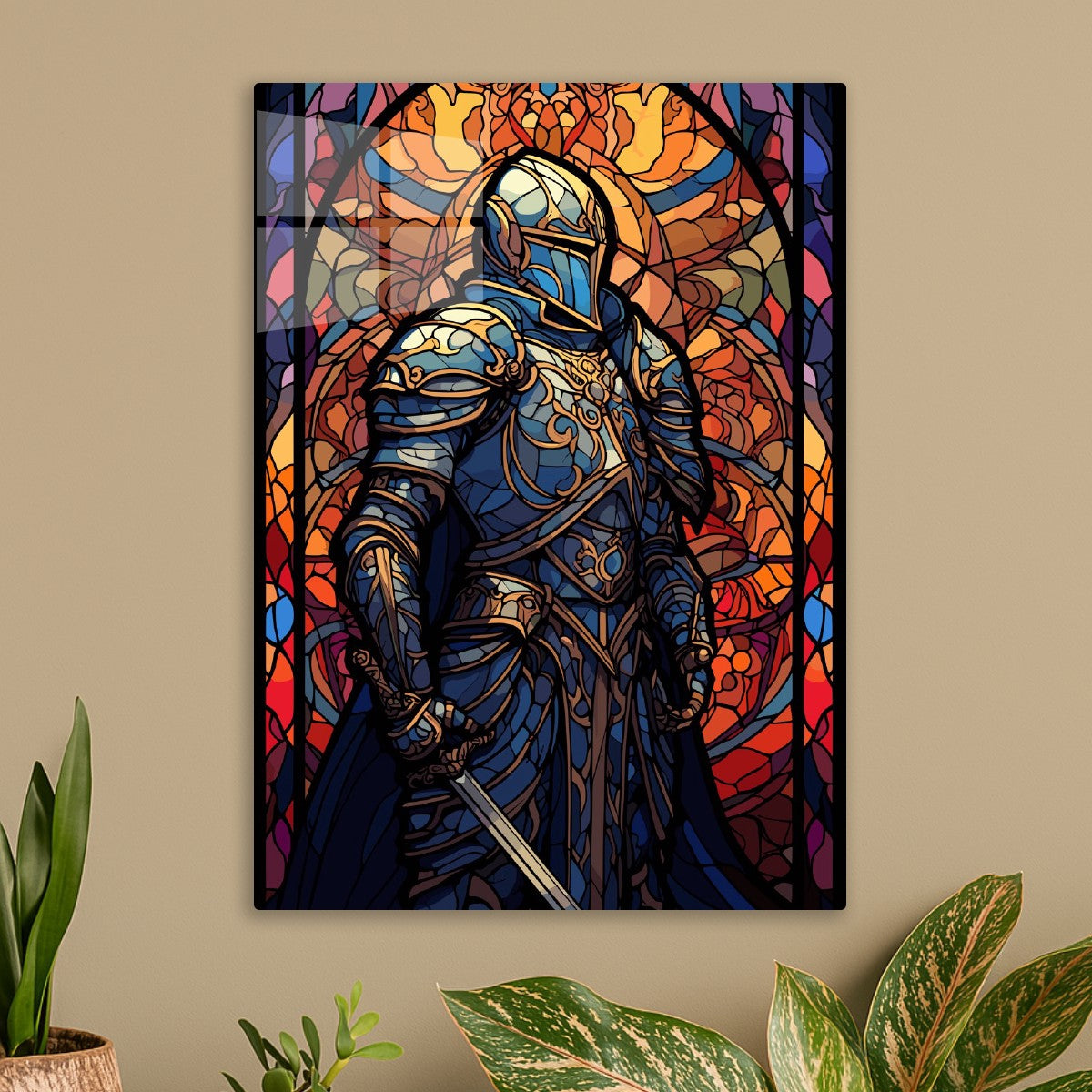 Stained Glass Blue Knight