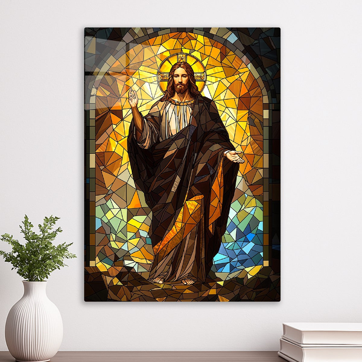 Jesus in Stained Glass Light