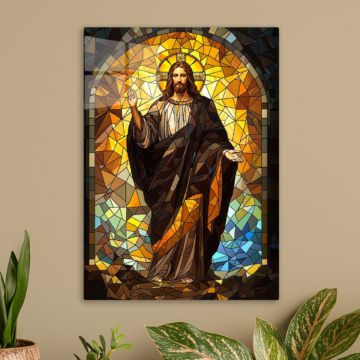 Jesus in Stained Glass Light