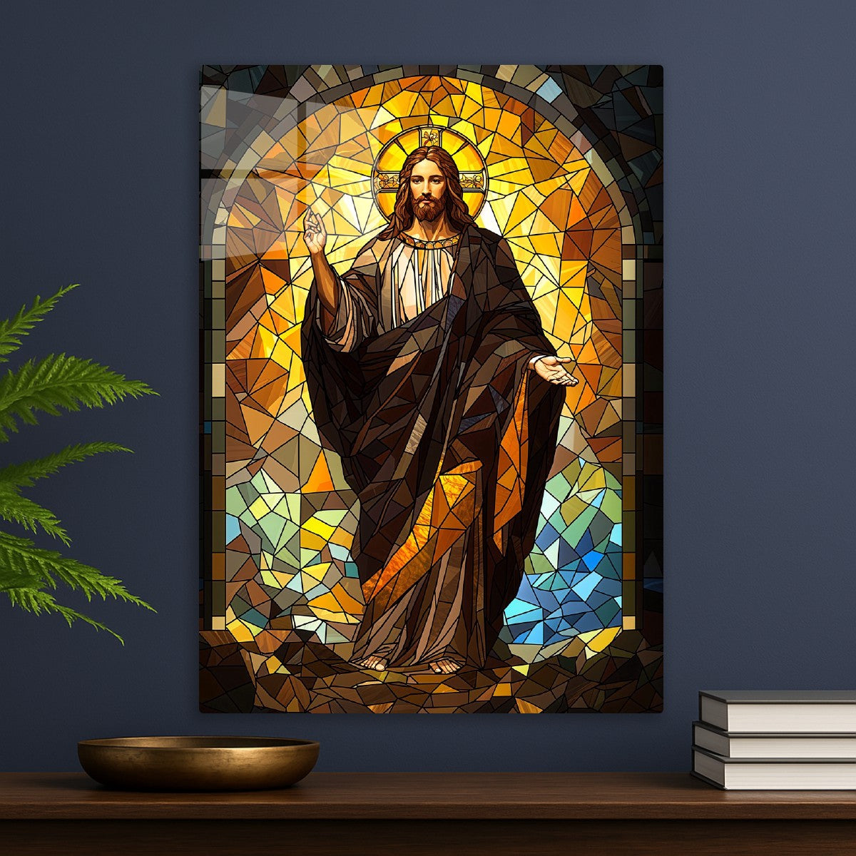 Jesus in Stained Glass Light