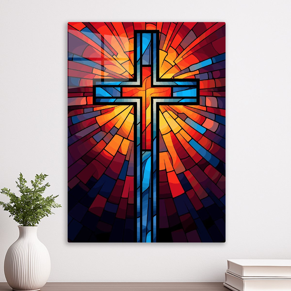 Stained Glass Cross Light