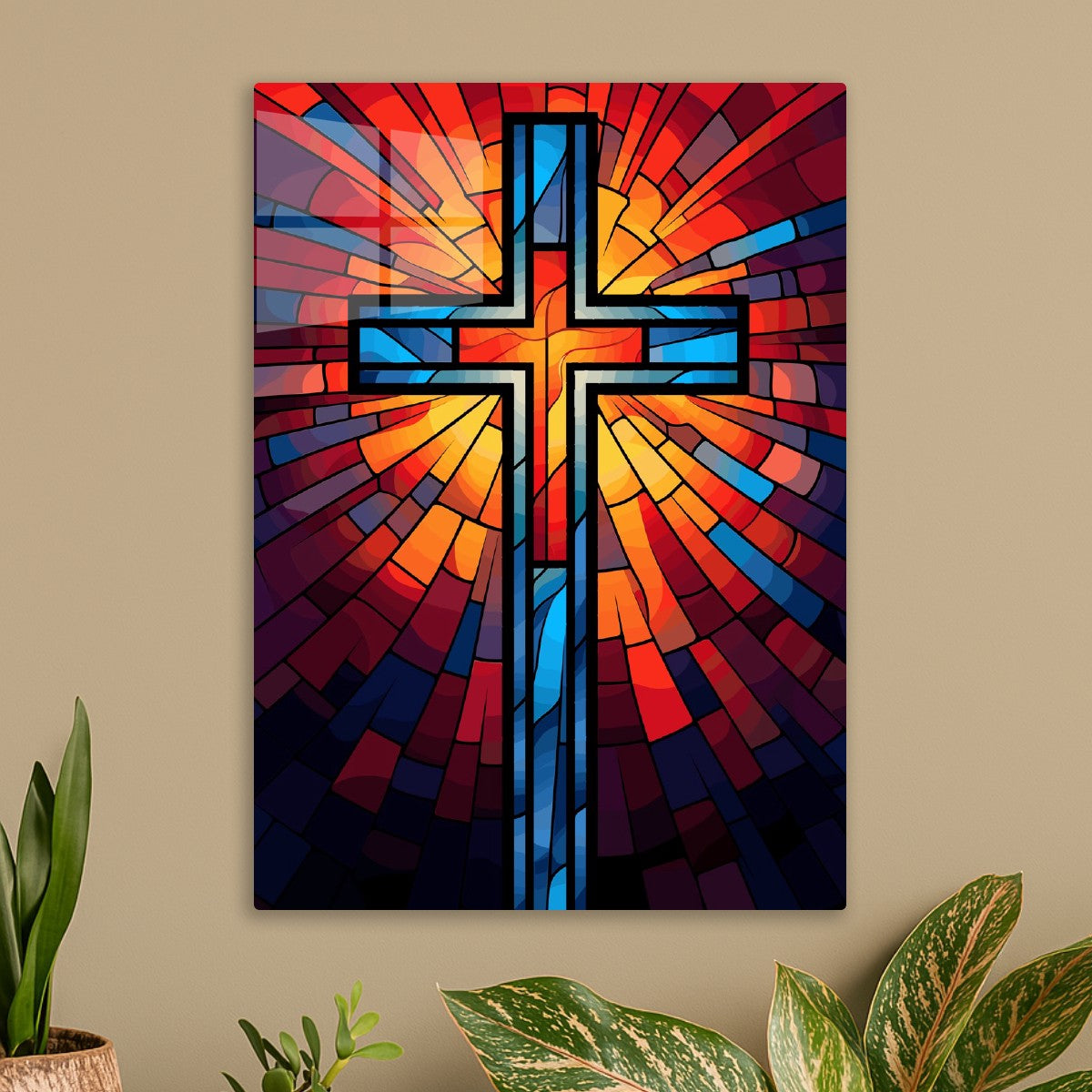 Stained Glass Cross Light
