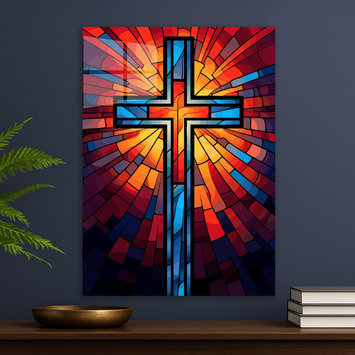 Stained Glass Cross Light