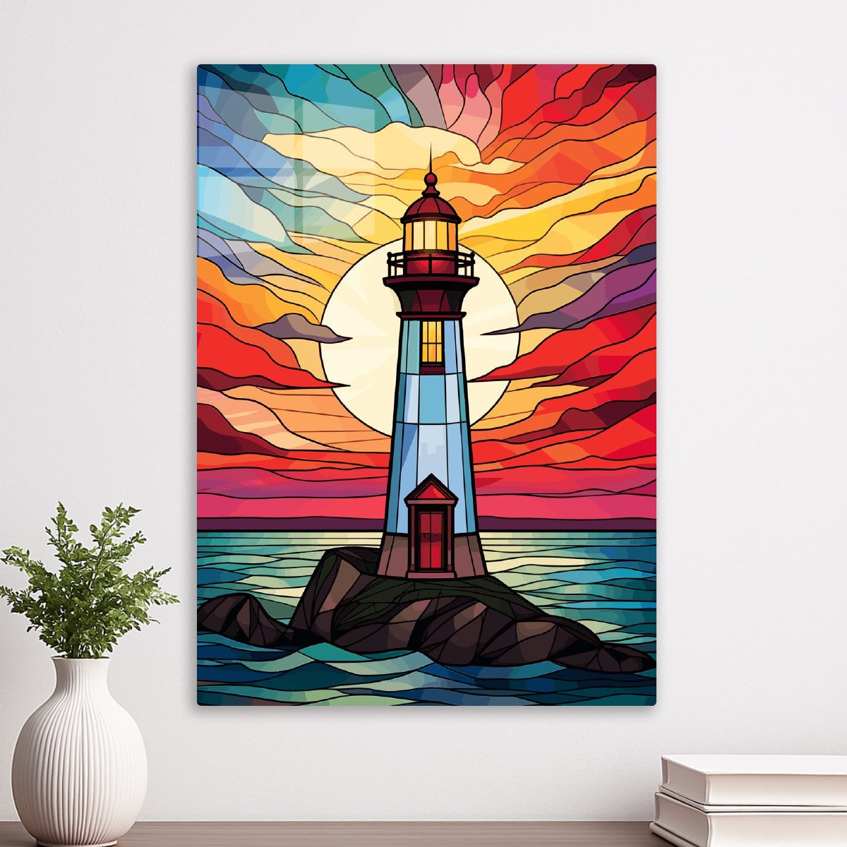Stained Glass Lighthouse Art