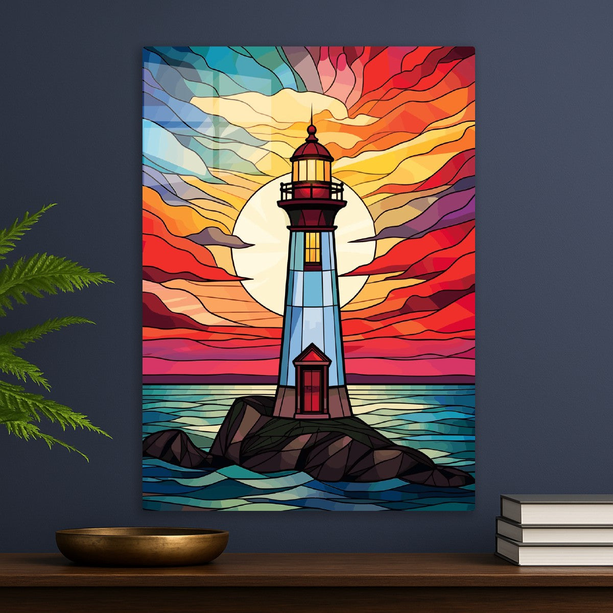 Stained Glass Lighthouse Art