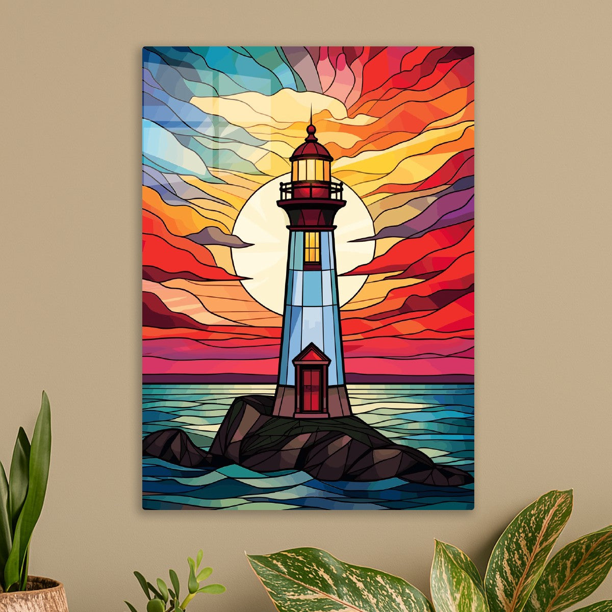 Stained Glass Lighthouse Art