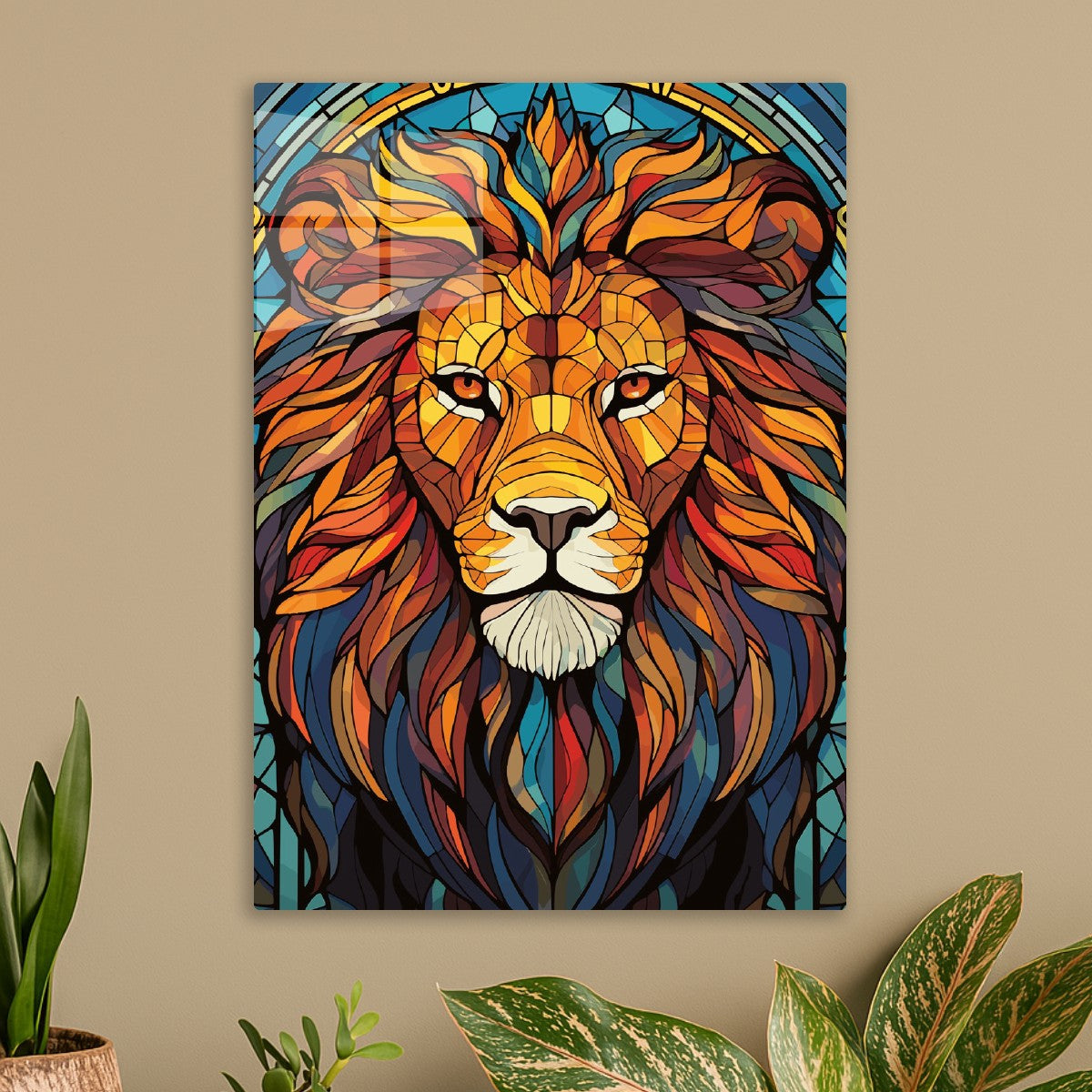 Stained Glass Lion Head