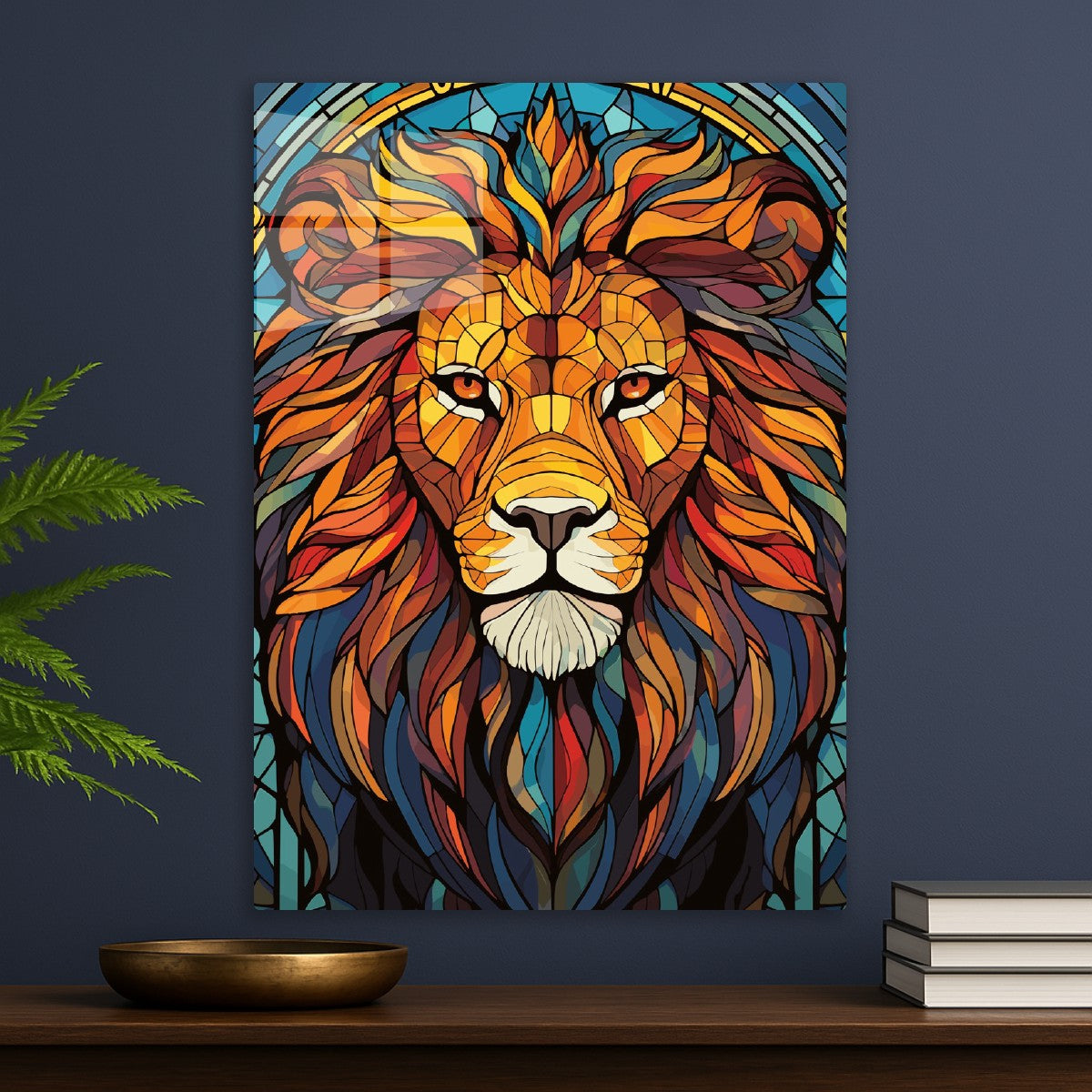 Stained Glass Lion Head