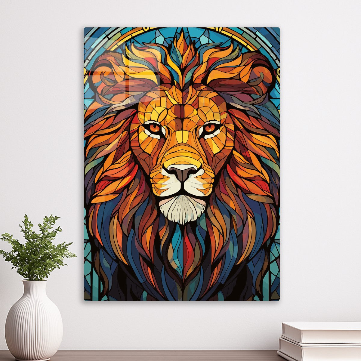 Stained Glass Lion Head