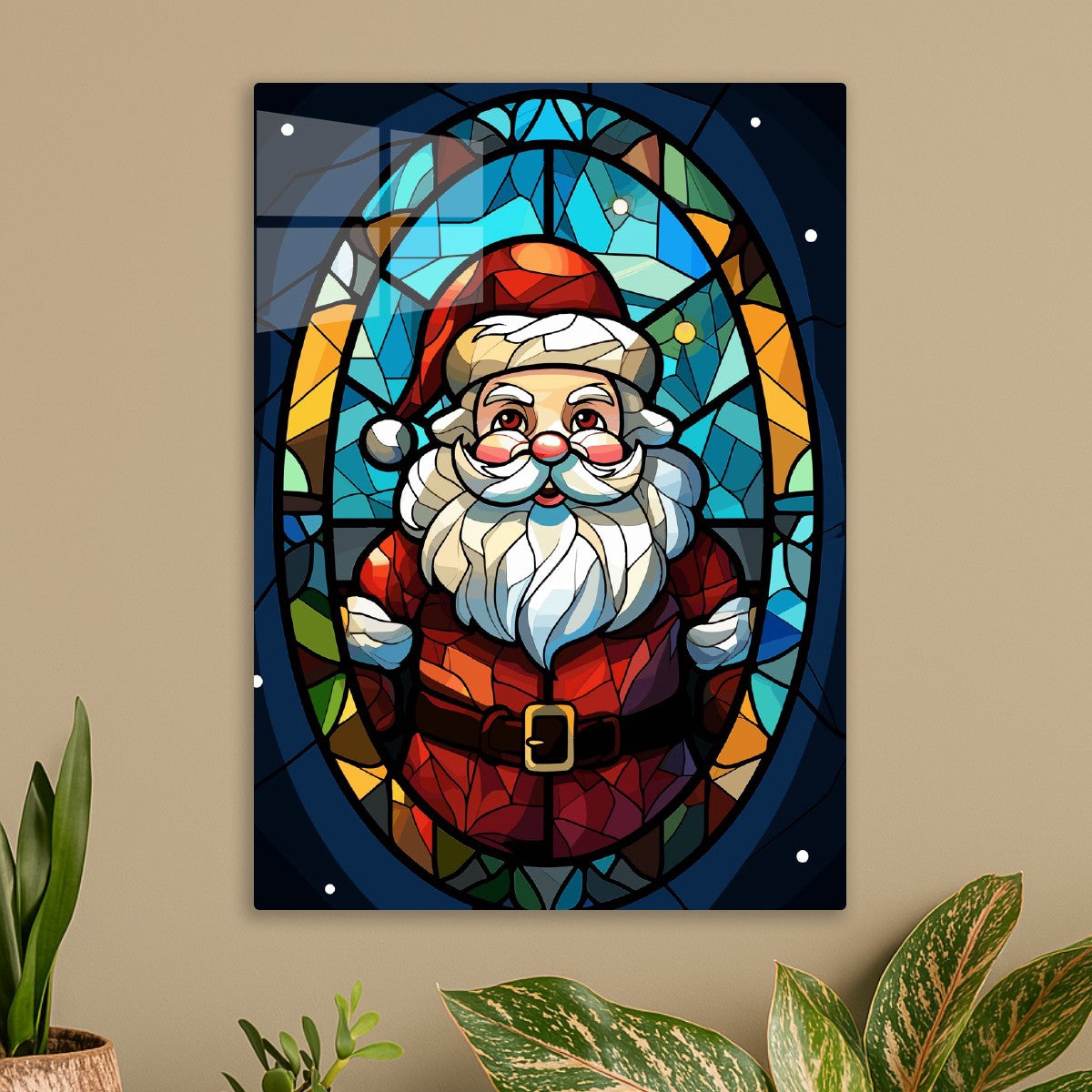 Stained Glass Santa Claus