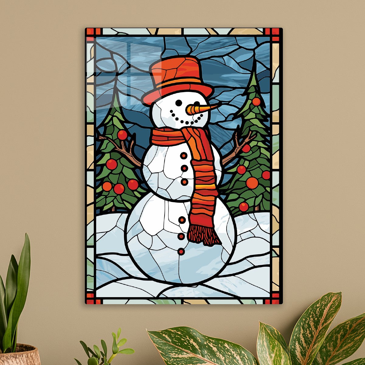 Stained Glass Snowman