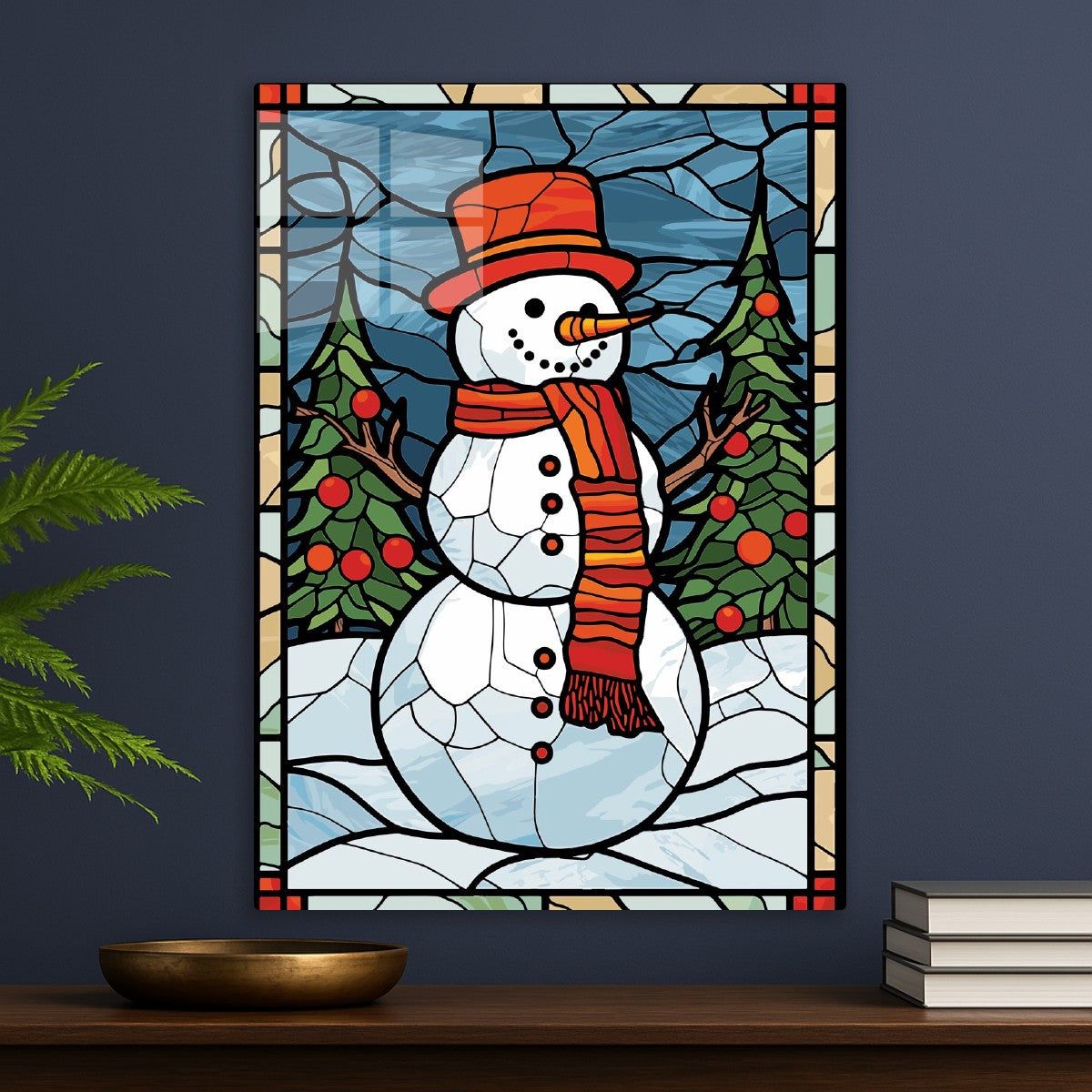 Stained Glass Snowman