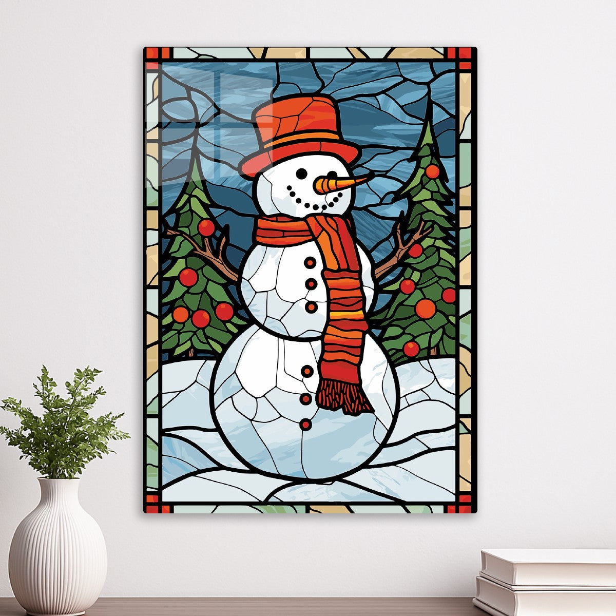 Stained Glass Snowman