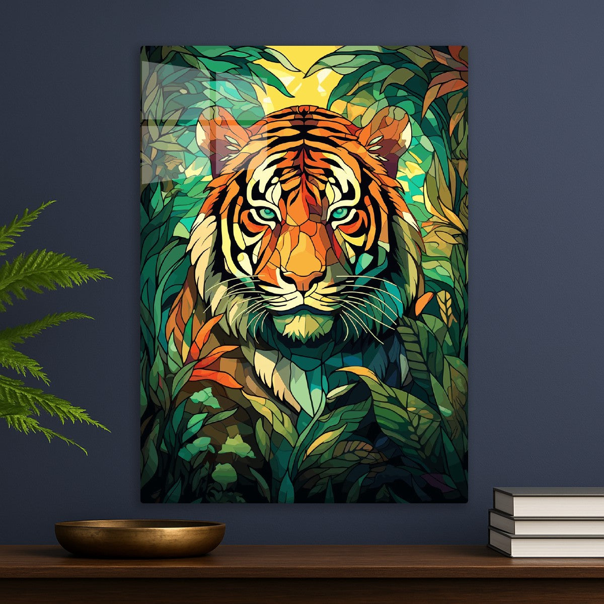 Stained Glass Tiger Art