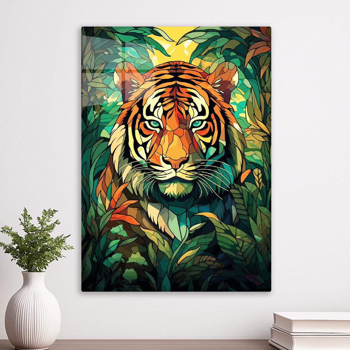 Stained Glass Tiger Art