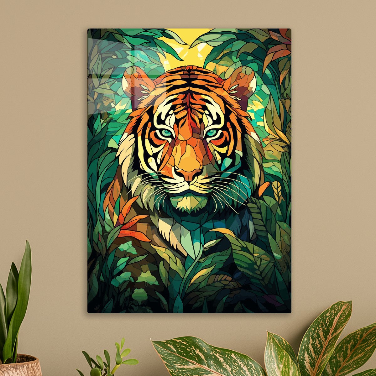 Stained Glass Tiger Art