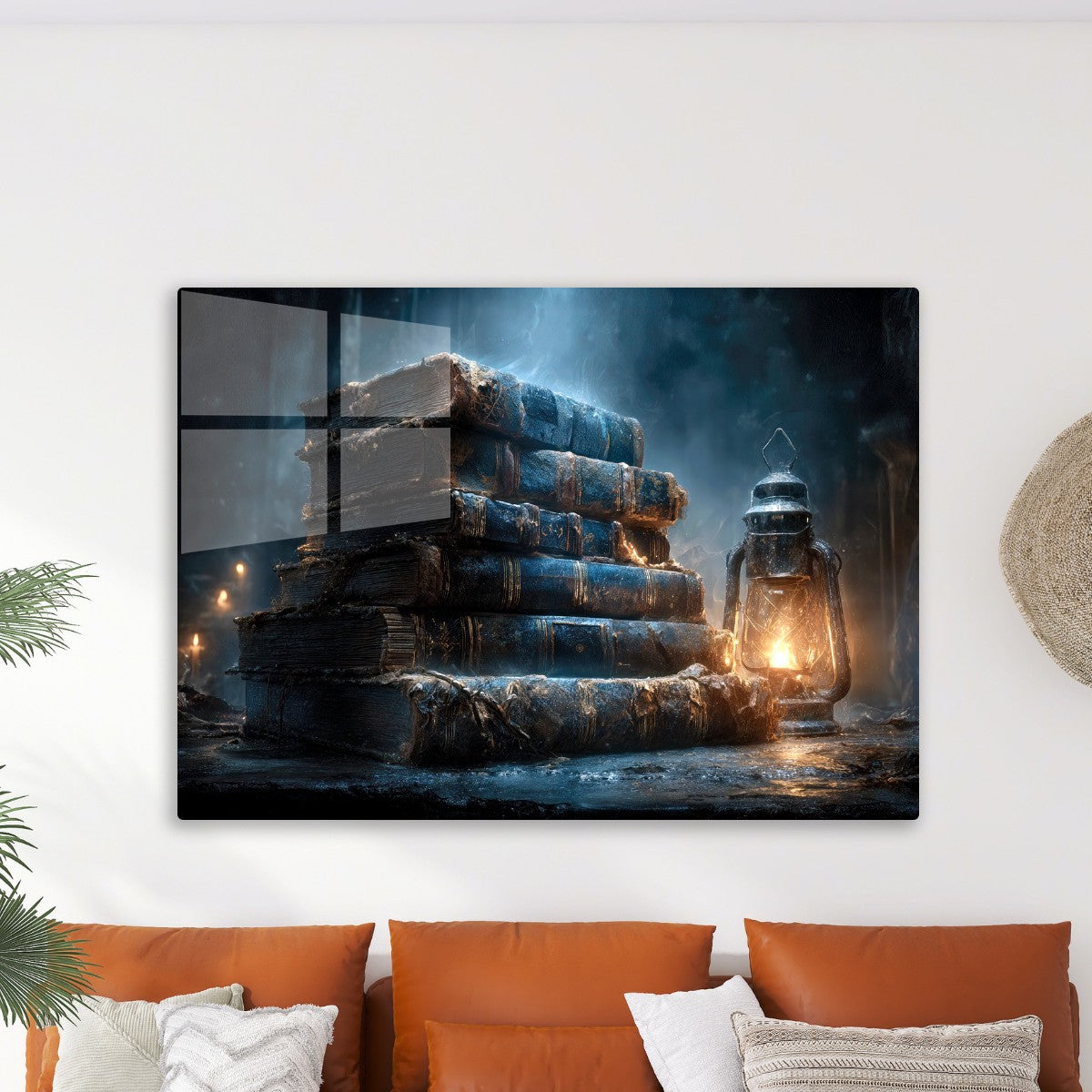 Antique Book Stack and Lantern