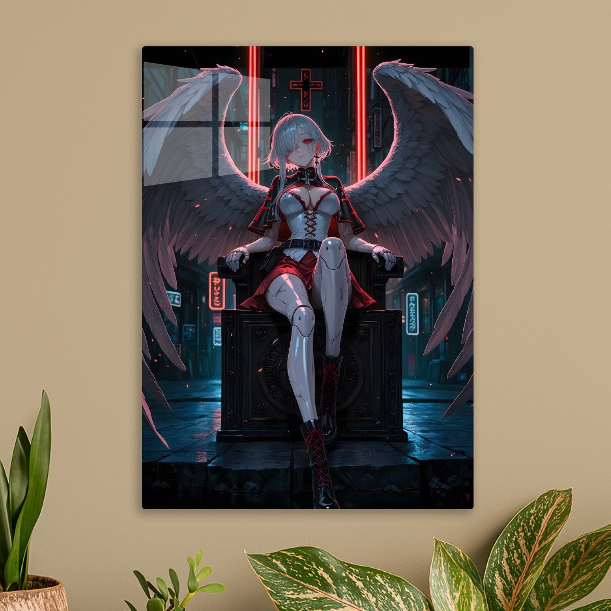 Cyber Angel in Neon Abyss