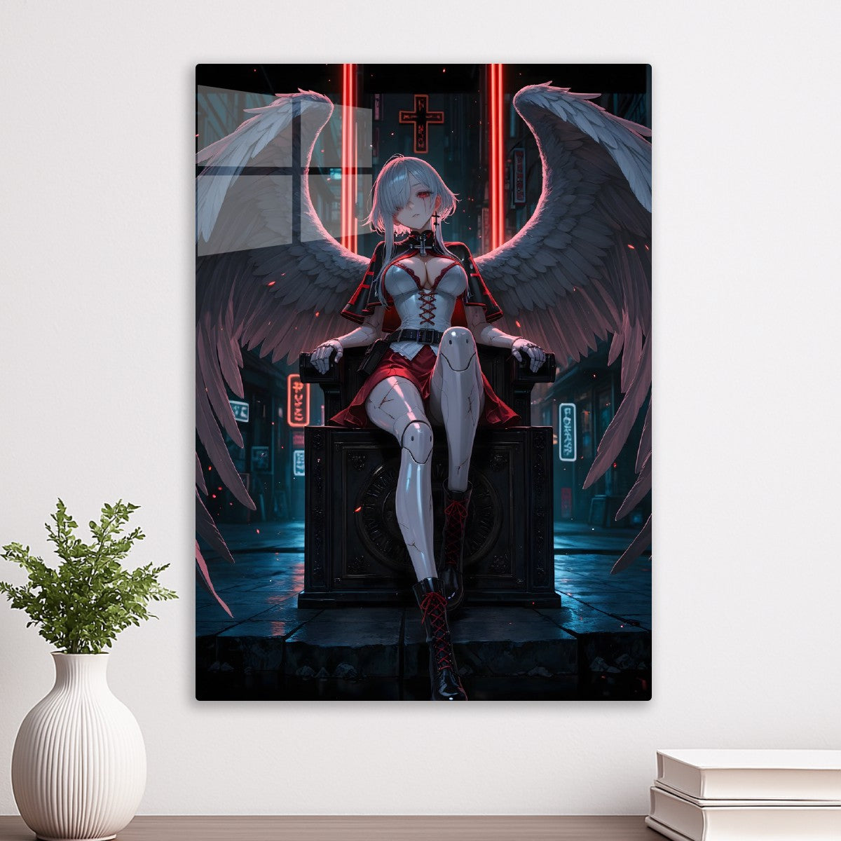 Cyber Angel in Neon Abyss