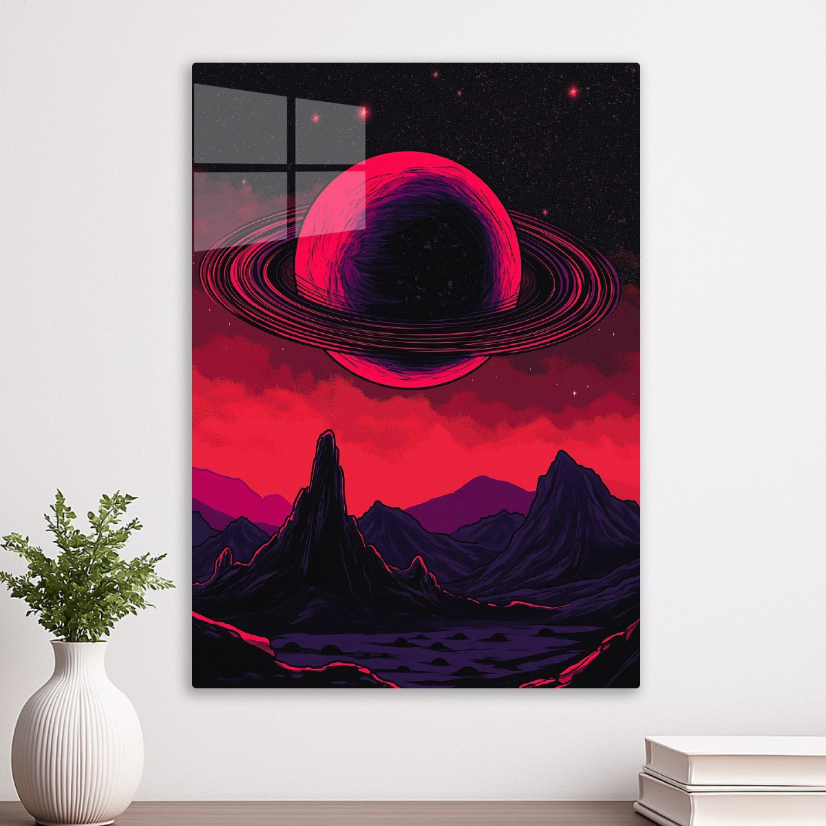 Crimson Ringed Alien Sky