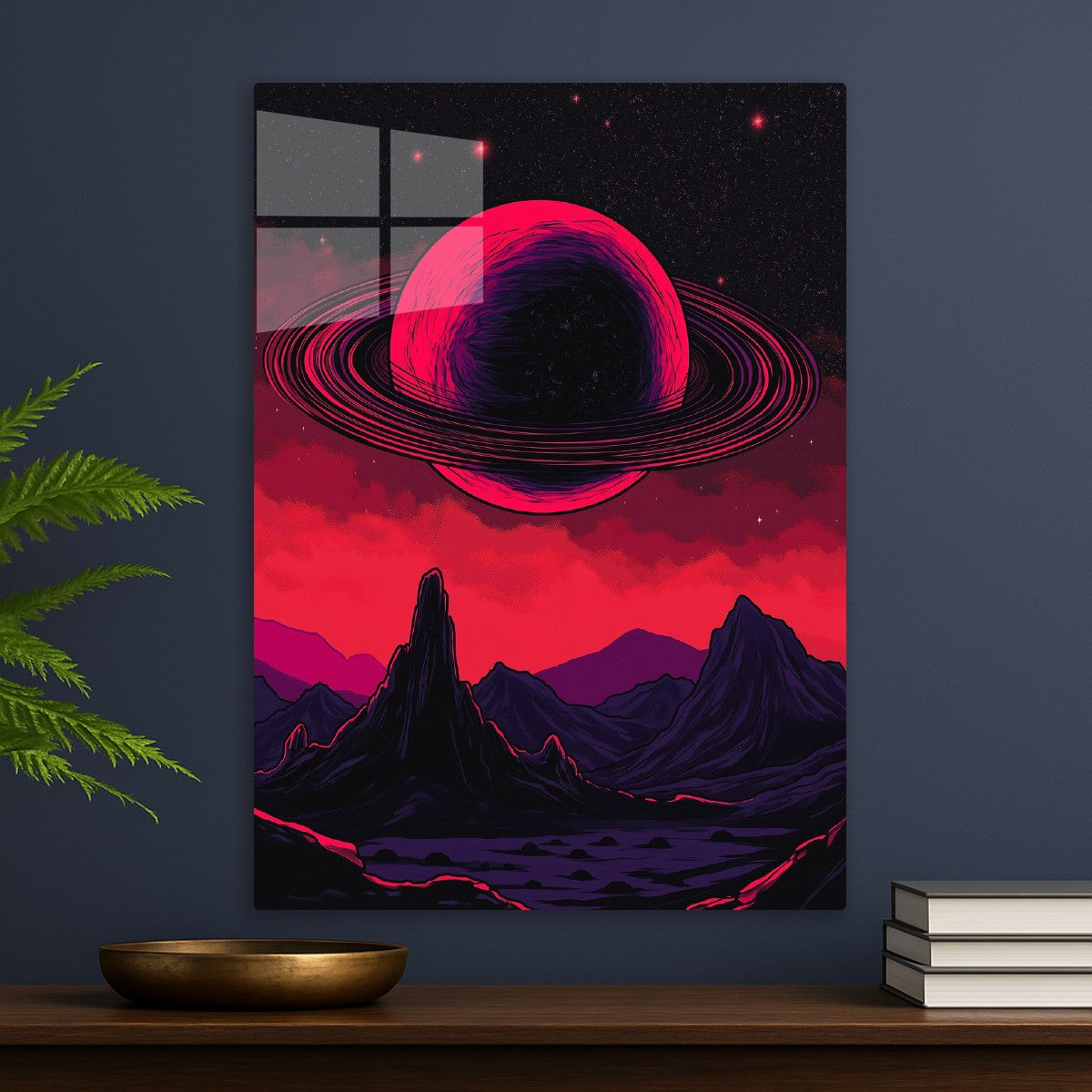 Crimson Ringed Alien Sky