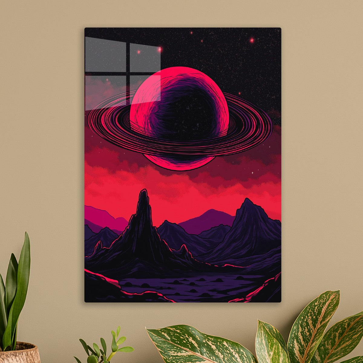 Crimson Ringed Alien Sky