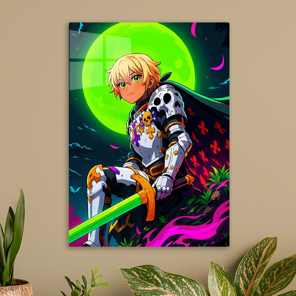 Neon Knight with Green Sword