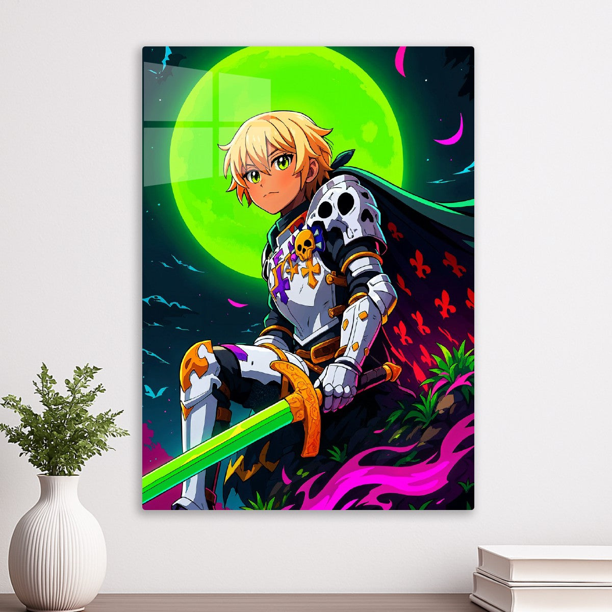 Neon Knight with Green Sword