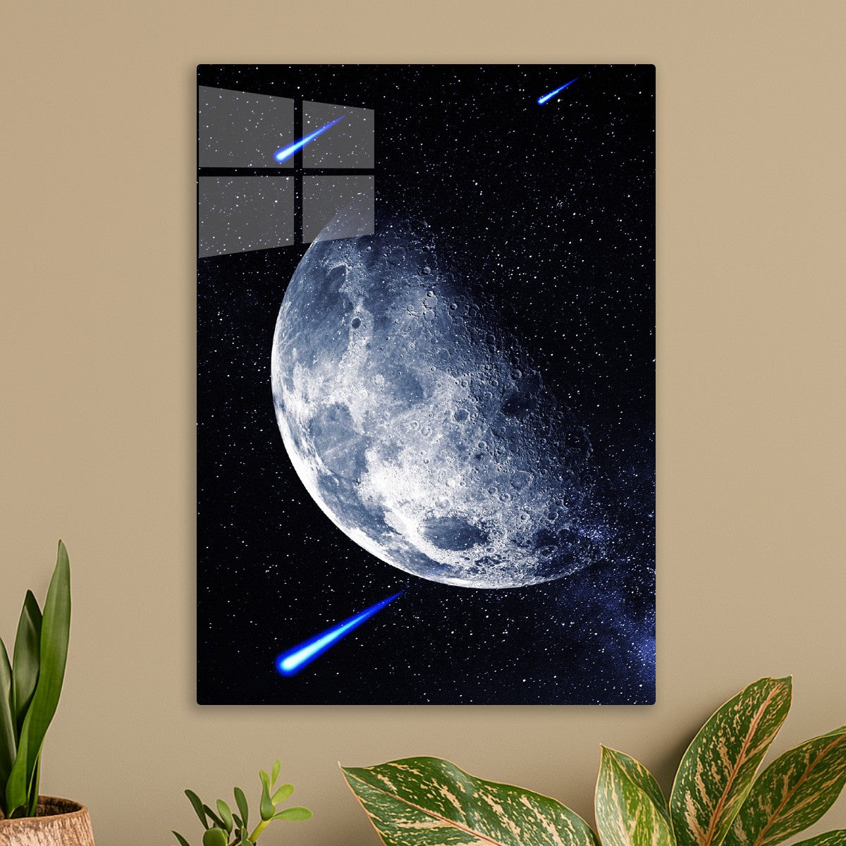 Planet and shooting stars